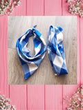 BLUE PLAID-Baby bandana and Mama Scrunchie & Headband