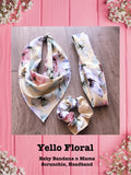 YELLO FLORAL-Baby bandana and Mama Scrunchie & Headband