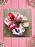 PINK FLORAL-Baby bandana and Mama Scrunchie & Headband