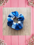 BLUE PLAID-Baby bandana and Mama Scrunchie & Headband