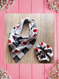 PAWS AND HEARTS-Baby bandana and Mama Scrunchie & Headband