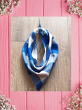 BLUE PLAID-Baby bandana and Mama Scrunchie & Headband