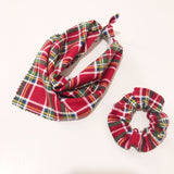 Christmas Tartan Plaid-Baby bandana and Mama Scrunchie