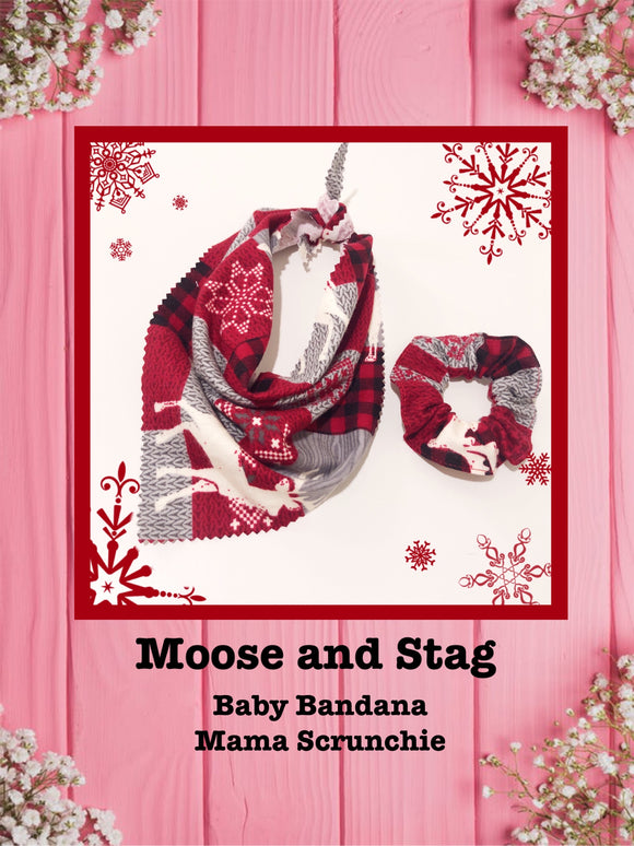 Moose and Stag-Baby bandana and Mama bow headband