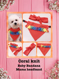 Coral Knit-Baby bandana and Mama bow Headband