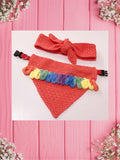 Coral Knit-Baby bandana and Mama bow Headband