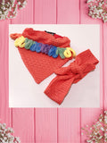 Coral Knit-Baby bandana and Mama bow Headband