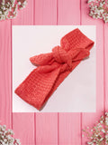 Coral Knit-Baby bandana and Mama bow Headband