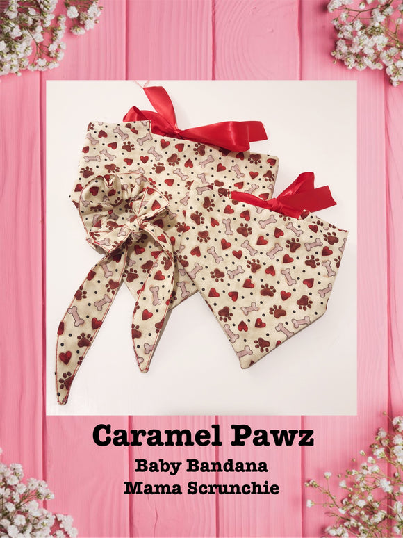 Caramel Pawz -Baby bandana and Mama Scrunchie