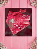 Pink Hearts - Baby bandana and Mama Scrunchie