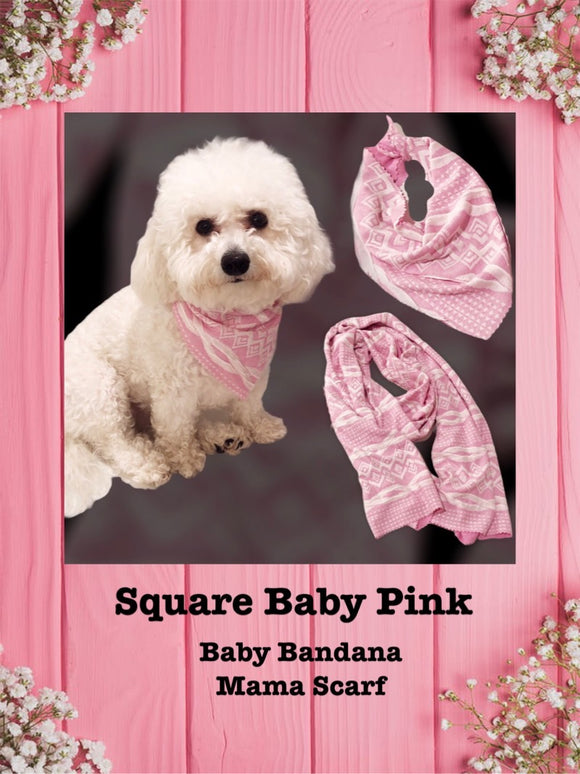 Square Baby Pink-Baby Bandana and Mama Scarf