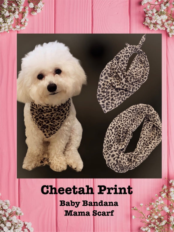 Cheetah Print-Baby Bandana and Mama Scarf