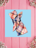 Butterful Floral & Coral Plaid -Baby bandana and Mama bow headband