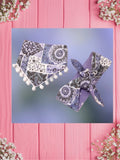 Purple Antique Prints--Baby bandana and Mama bow headband