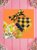 Yellow Plaid-Baby bandana and Mama bow headband