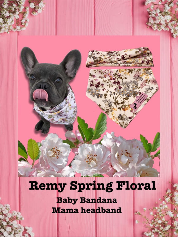 Remy Spring Floral-Baby bandana and Mama Headband