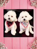 Red Plaid & Little dogs-Baby bandana and Mama bow headaband