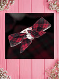 Red Plaid & Little dogs-Baby bandana and Mama bow headaband