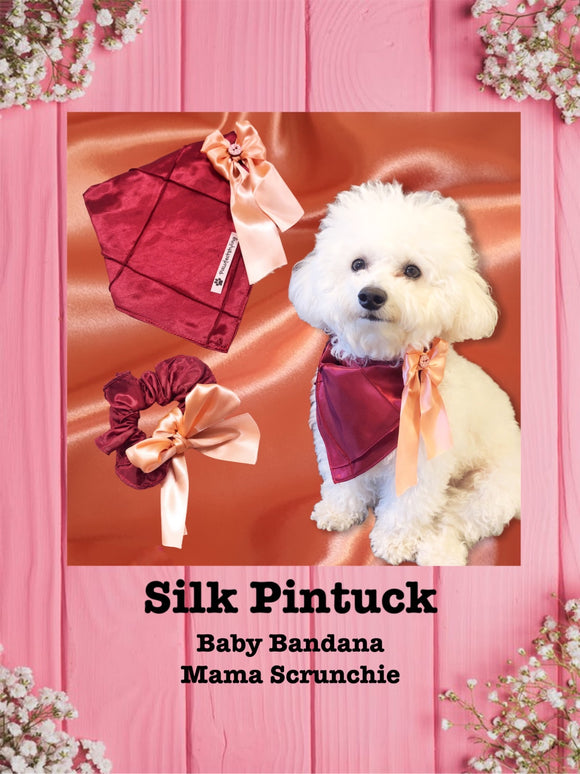 Silk Pintuck-Baby bandana and Mama Scrunchie