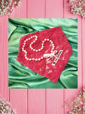 Pink Net Embroidery--Baby bandana and Mama Scrunchie