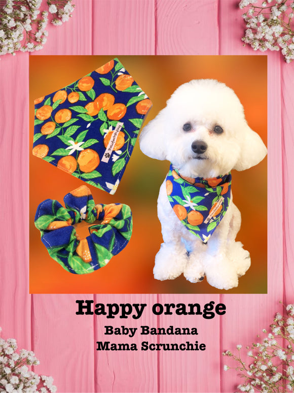 Happy Orange--Baby bandana and Mama Scrunchie