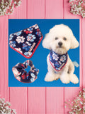 USA Paws & RedBlueWhite Stripe-Baby bandana and Mama Scrunchie