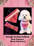 Orange FurbelowBatik -Baby bandana and Mama Headband