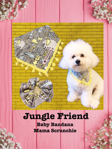 Jungle Friend -Baby bandana and Mama Scrunchie