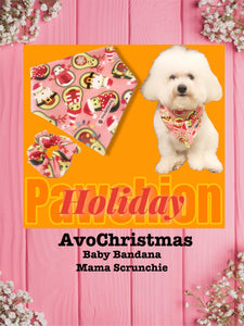 AvoChrismas- Baby Bandana and Mama Scrunchie